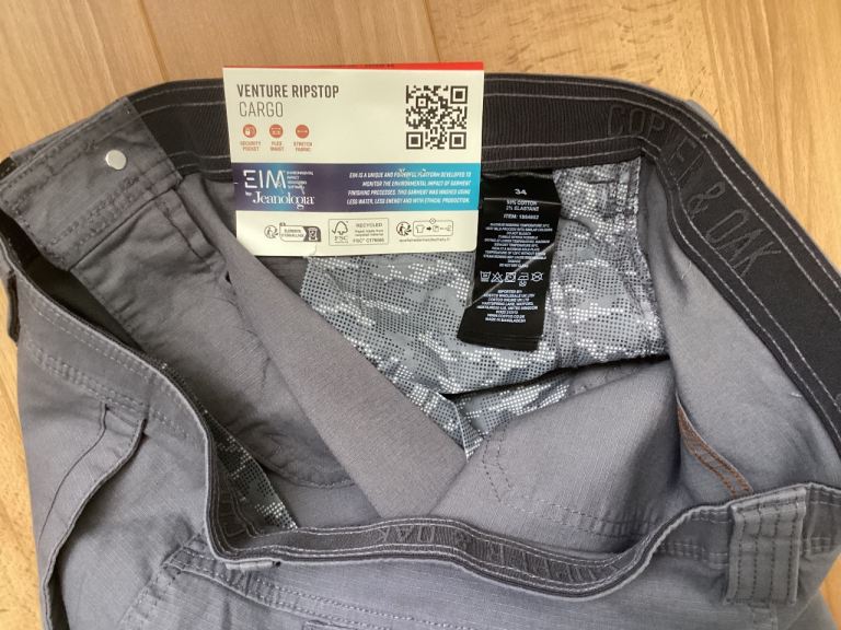 Copper & Oak Venture Stretch Cargo Shorts – Grey, Size 34 , £10.00 for Sale