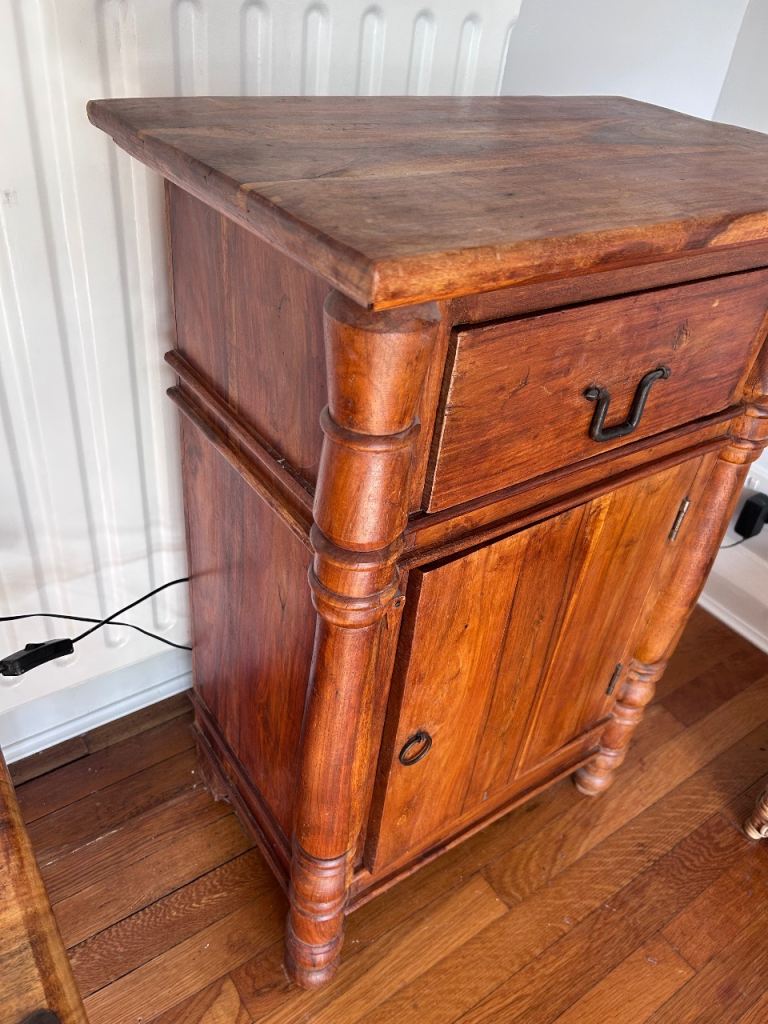 Indonesian Solid Brown Wooden Storage Cabinet – Good Condition Hardwood