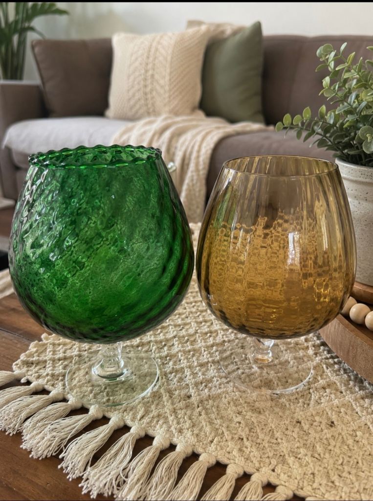 Ornate glass vases x2 