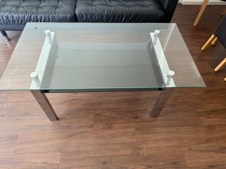 Glass Coffee Table with Chrome Legs – Good Condition