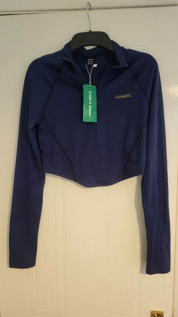 SHEIN EZwear Navy Blue Cropped Sports Top - New with Tags