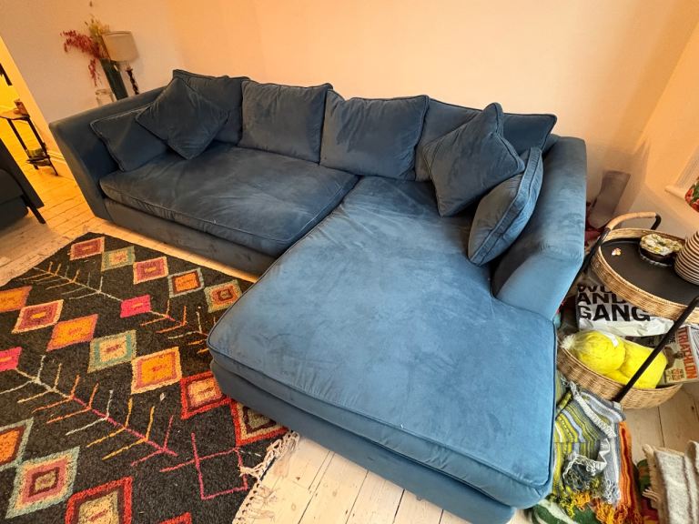 *REDUCED* Barker Stonehouse Harrington Blue Velvet Corner Sofa
