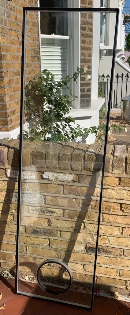 Glass Door Panel with Cat Flap Opening – Good Condition