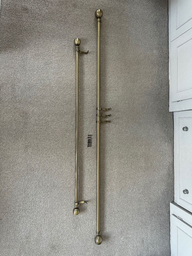 Dunelm Curtains (x2) and Extendable Railings (x2)