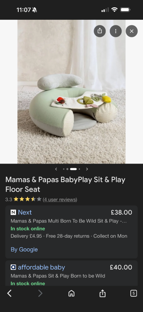 Mama and Papas Sit and play blow up chair 