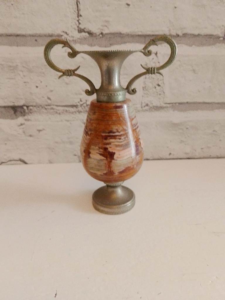 Decorative Onyx and Metal Vase/Urn – Good Condition