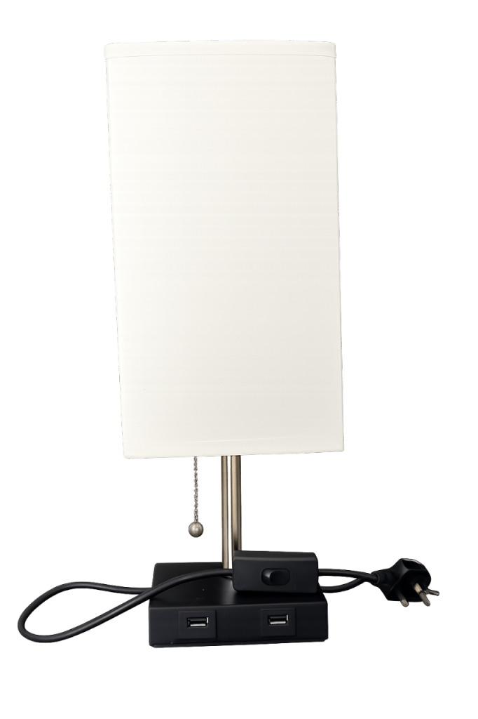Modern Bedside Table Lamp with USB Ports - Good Condition