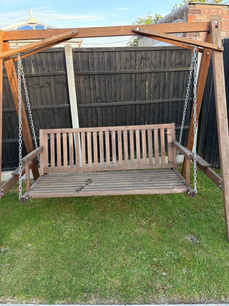 Wooden Garden Swing Bench - Good Condition