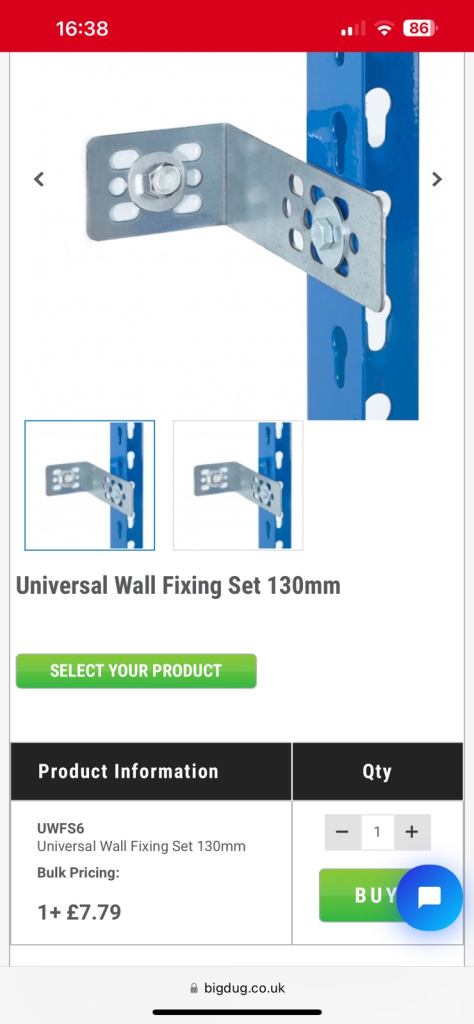 Big dug 132 x 57 mm wall bracket fixing