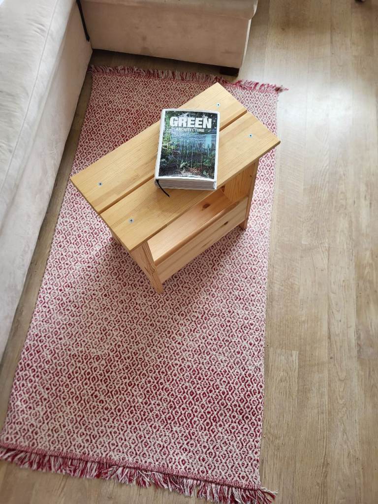 Pinewood stool with storage