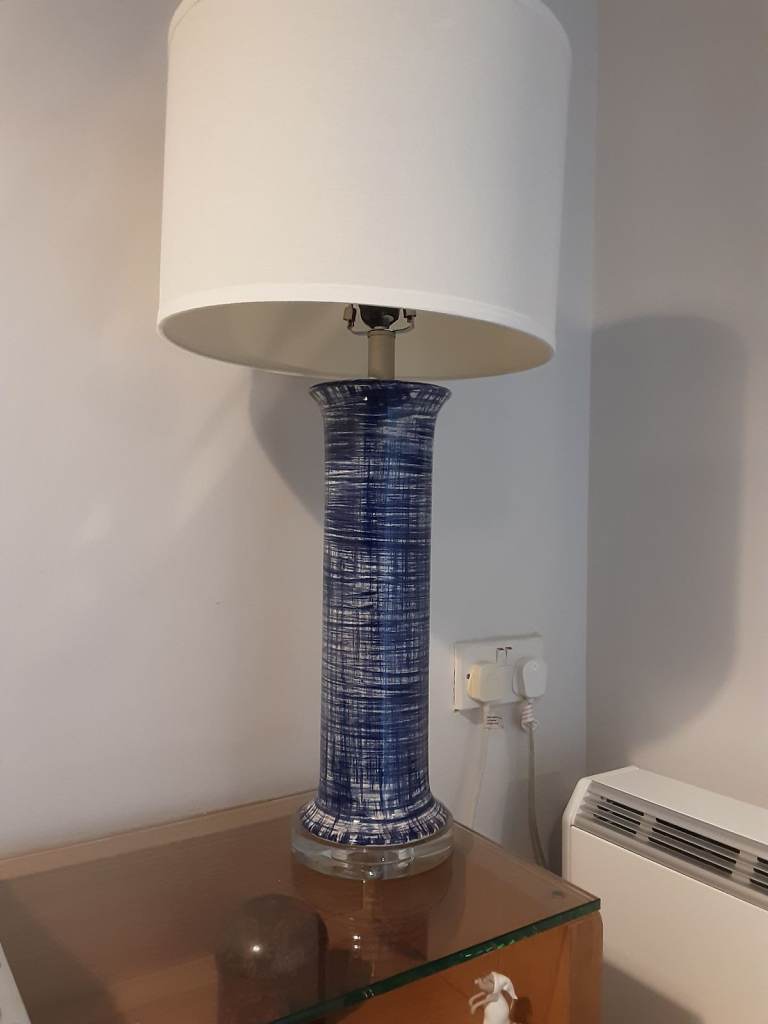 Large table lamp with blue base 
