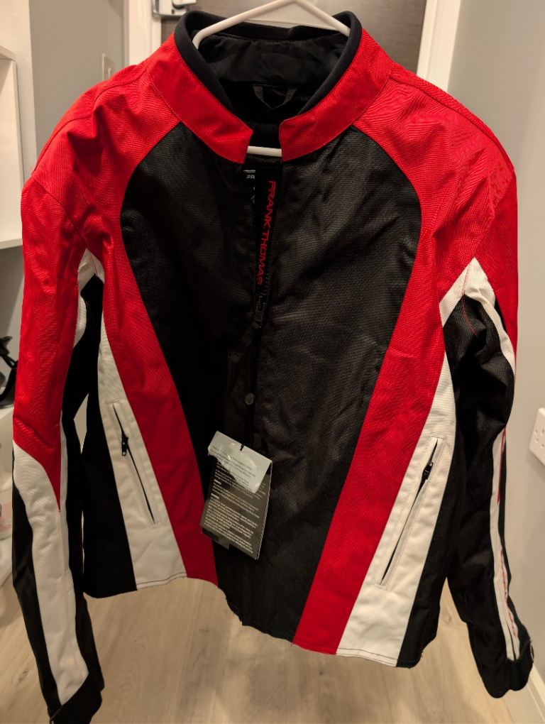 Frank Thomas Textile Motorcycle Jacket - Red/Black/White - Size M - Brand New with Tags