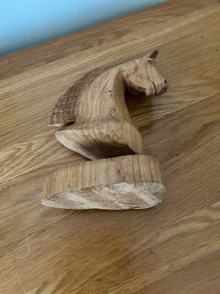Horse sculpture in wood, hand carved. Great gift