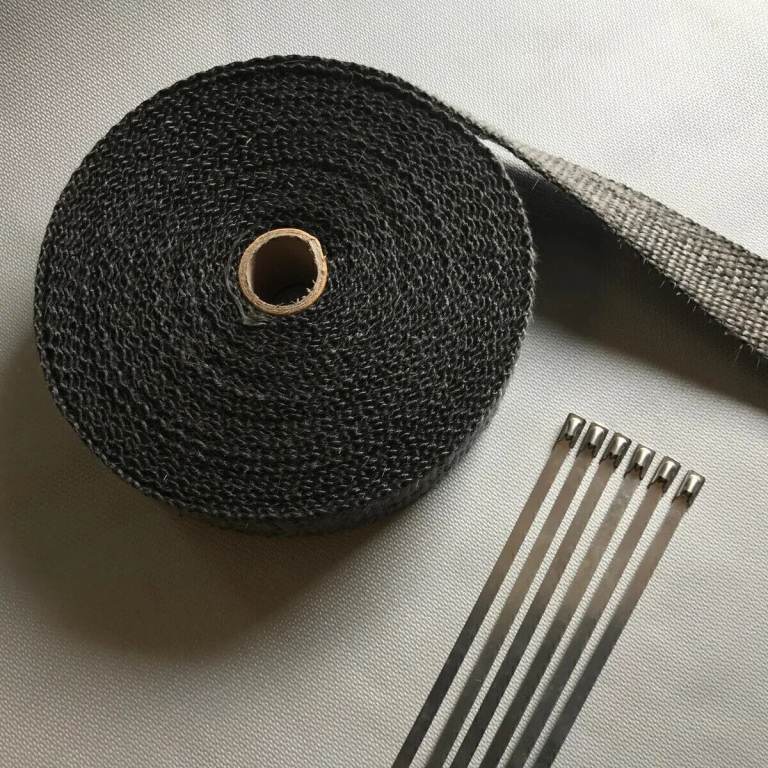 15m Titanium Heat Wrap Tape Exhaust Insulating Downpipe Manifold With Ties Black