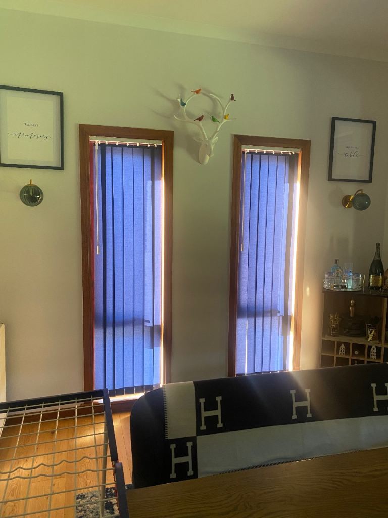 Navy Blinds2go Verticals 54cm x 200cm2 months old
