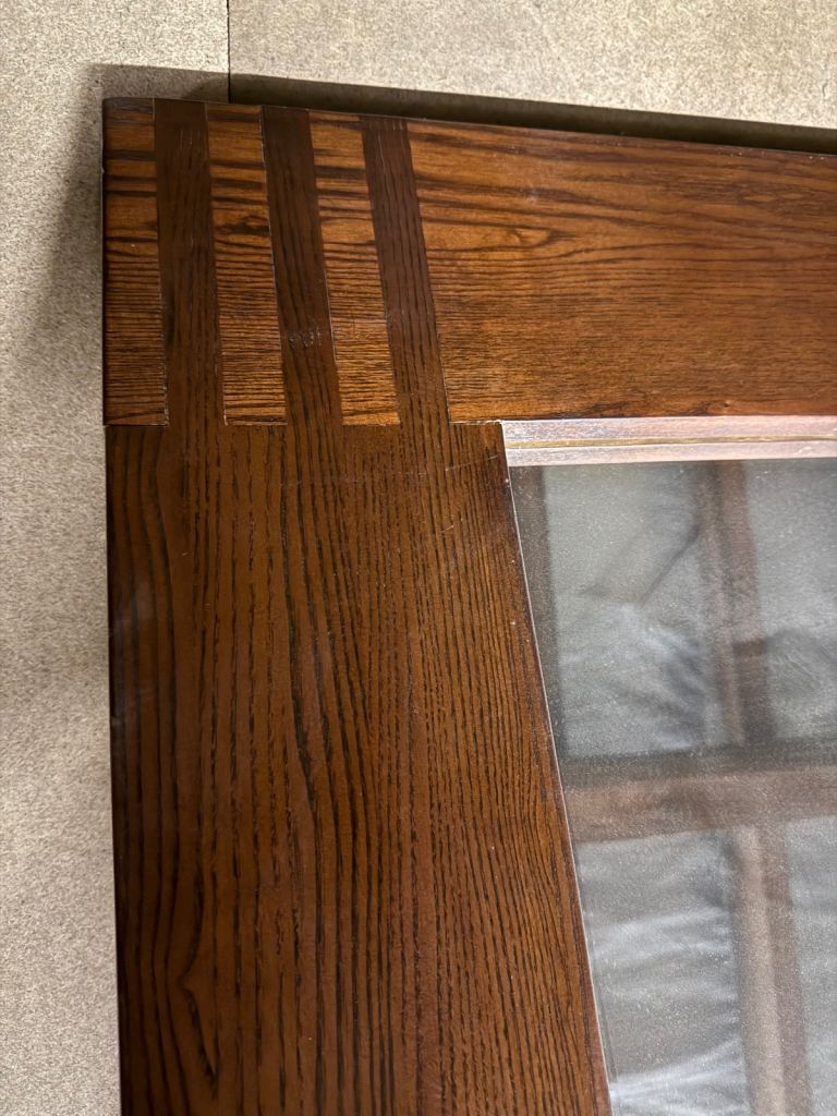 Large Rustic Dark Solid Oak Mirror