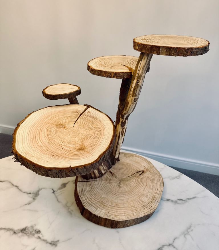Rustic cake stands log slices wedding decoration cup cake stand 