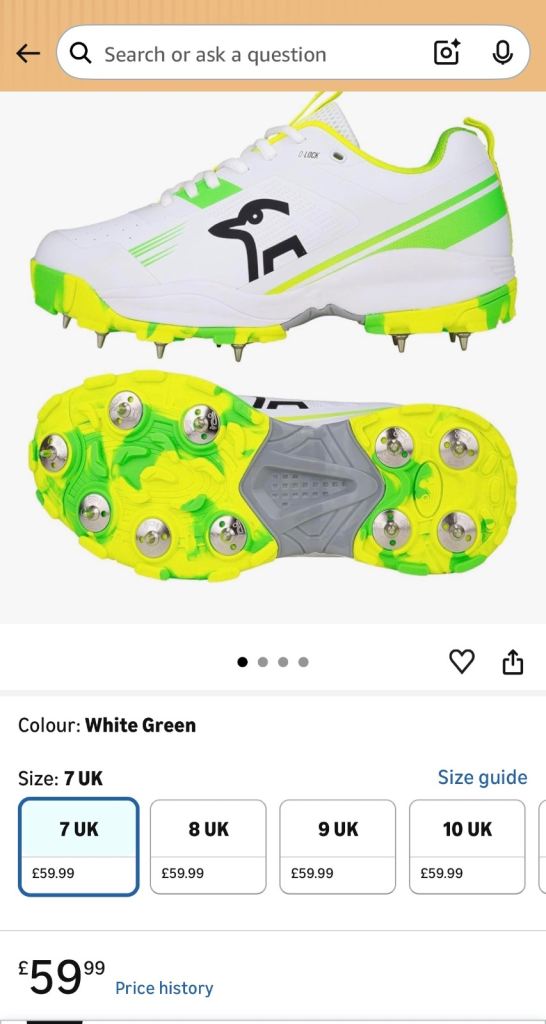 Kookaburra cricket shoes with spikes size 7 (4.0 pro)