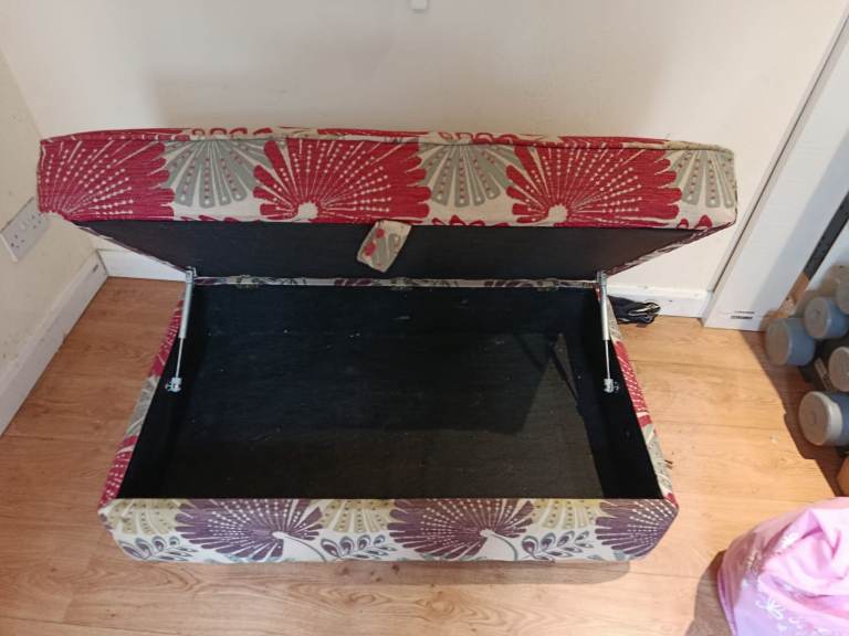 Multicoloured Fabric Storage Ottoman / Footstool – Like New