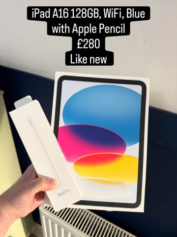 Apple iPad (A16) Wi-Fi 128GB Blue with Apple Pencil (USB C) - Like
