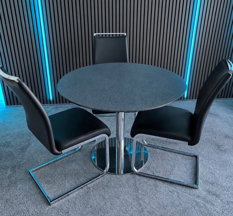 Modern Black Dining Table and 3 Chairs Set – Good Condition