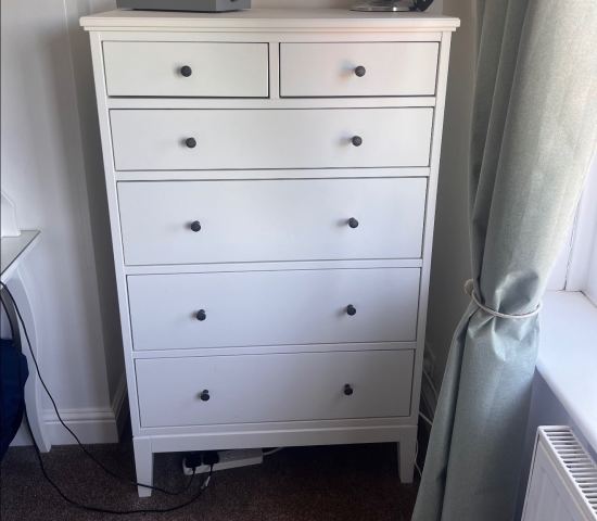 white dresser black knobs Refurbished Modern and look top Dateland 6 - Drawer Dresser