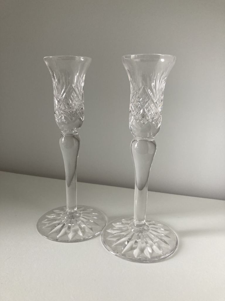 Stunning crystal candlestick holders set of two 