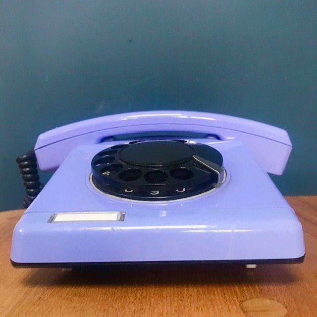 VINTAGE VEF MARTA ROTARY DIAL TELEPHONE, 1980S, LILAC, LATVIAN SOVIET ERA, SPACE AGE MCM