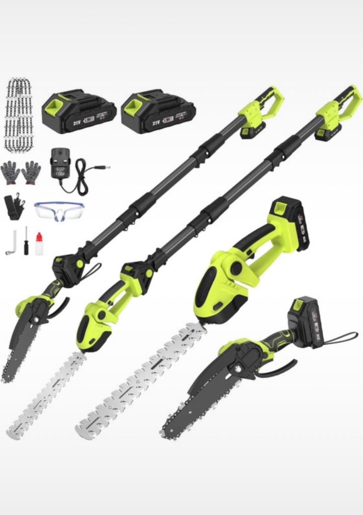 New Cordless Pole Saw & Hedge Trimmer Set 4-in-1