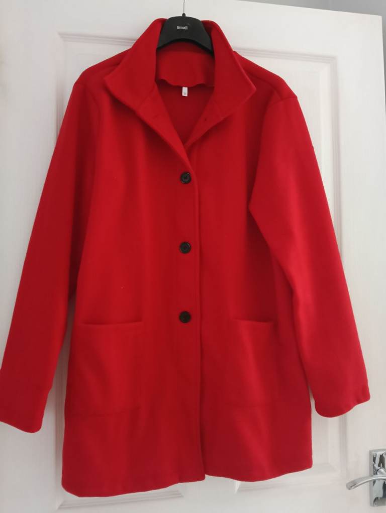 Vibrant Red Ladies Coat XL – Good Condition, Smart Casual