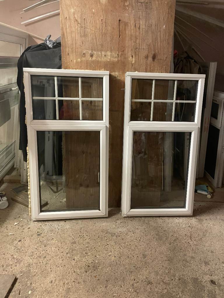 H 126.5 x W 66 cm - MATCHING PAIR - £80 EACH - MODERN ALUMINIUM DOUBLE GLAZED GEORGIAN WINDOWS
