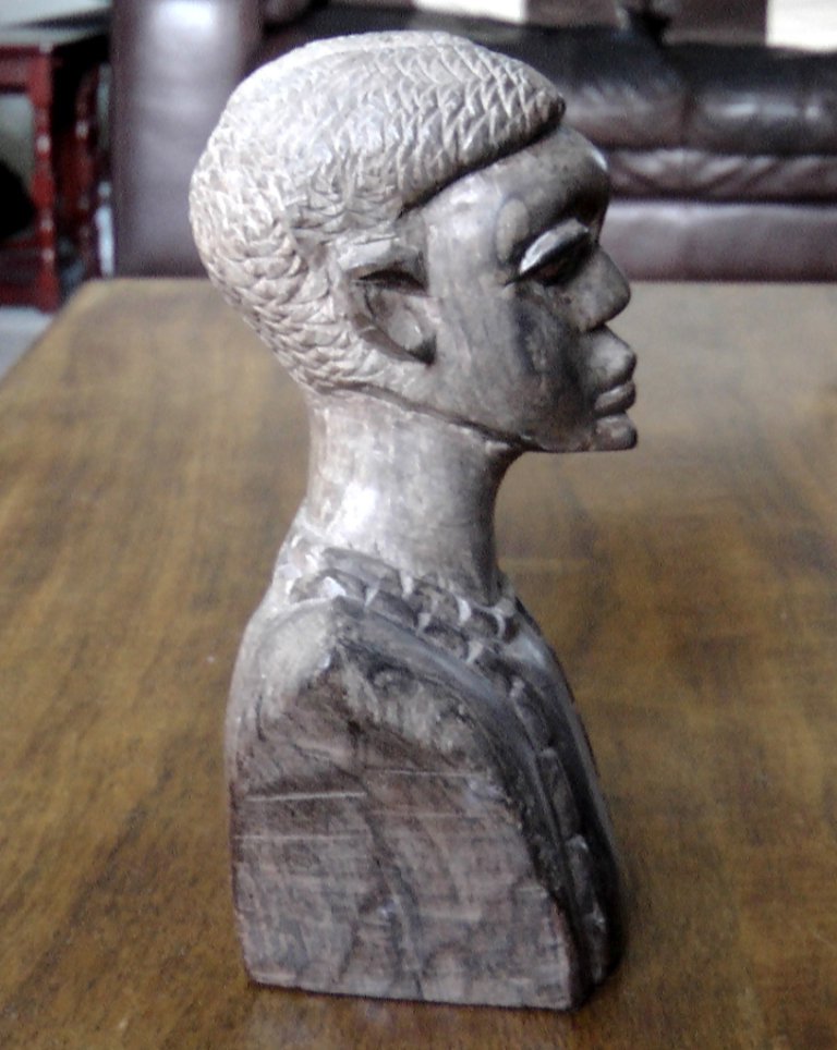 3 Vintage African Solid Hardwood Figure Busts - 2 Male (16cm) & 1 Female (18cm)