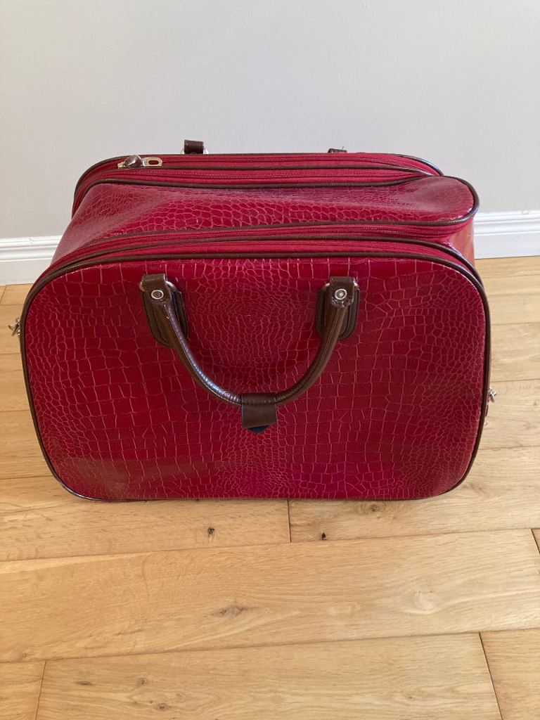 Red Faux Croc Leather Trolley Holdall