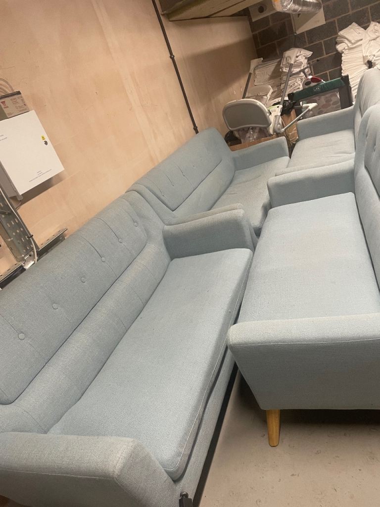 Lambeth Three Seater Light Blue Sofa - All 4 for £200