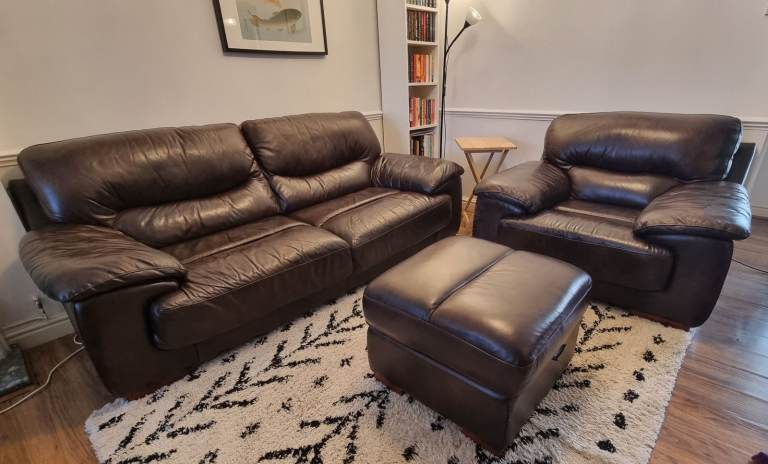 Sofa, armchair and footstool