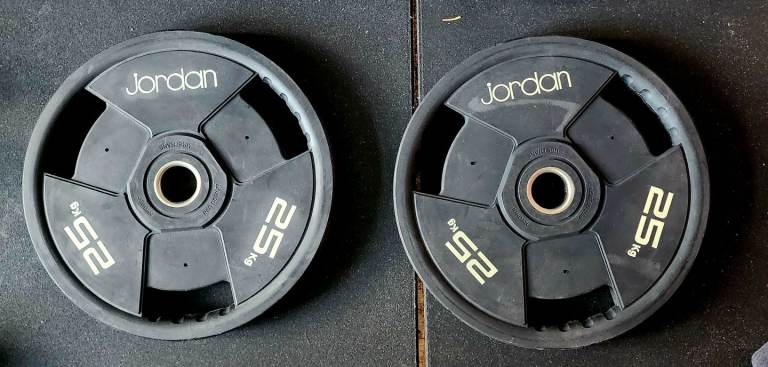 As new 2x 25kg jordan urethane olympic weight plates RRP £294