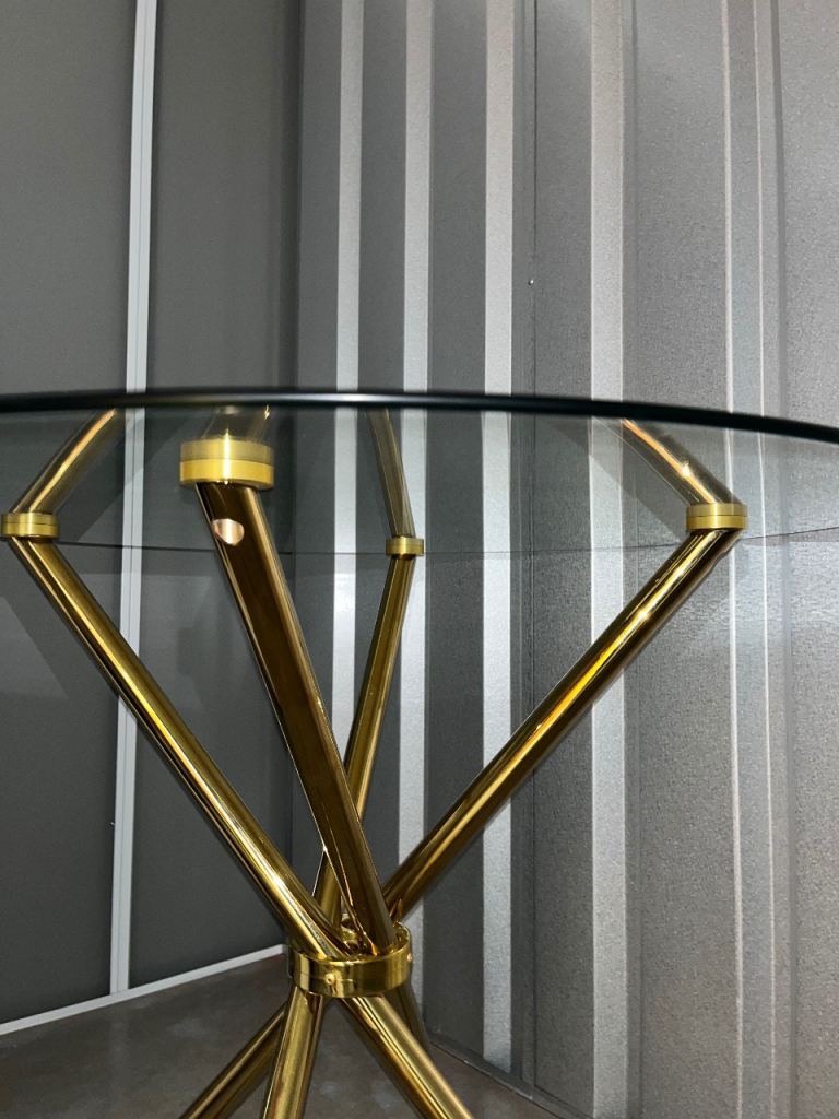 image for New glass table and 4 cream chairs 