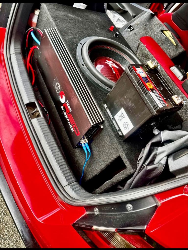 Car audio 15” subwoofer bassface team red 15 inch 3500rms complete set up sundown audio Orion hcca
