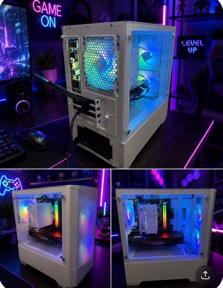 🔥 White RGB Gaming PC – Ryzen 7 | GTX 1080 8GB | 16GB RAM | Ready to Game