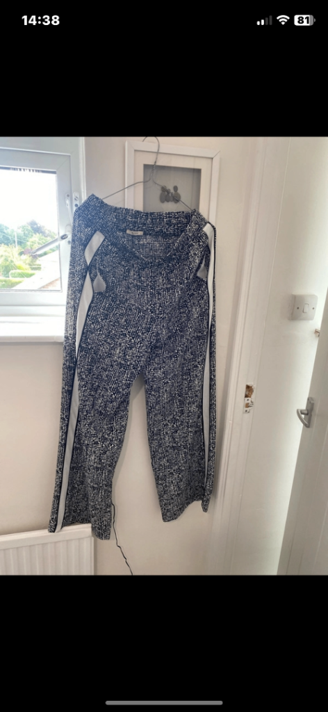 TU  Black and White Patterned Trousers – Size 10, Good Condition