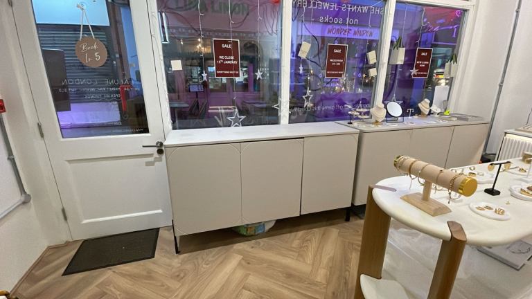 Two taupe sideboards for sale 