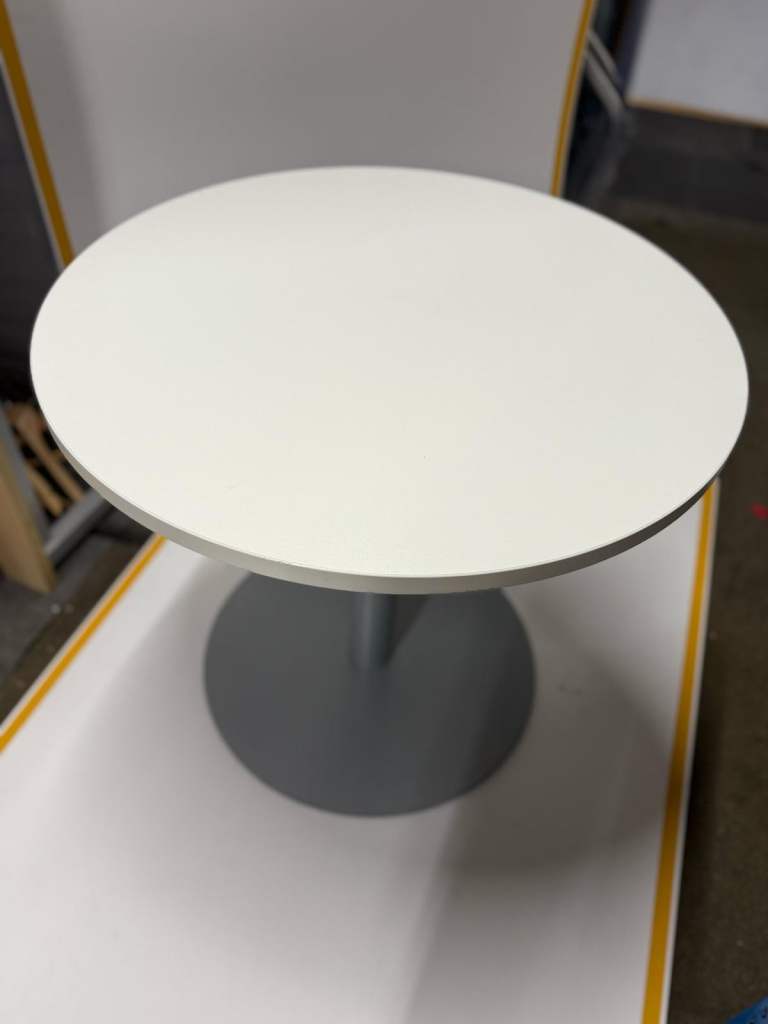 White Round cafe/dining table with grey base 80cm diameter