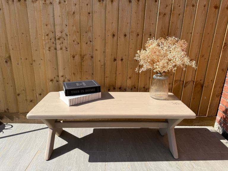 Solid Pine Upcycled Coffee Table – Neutral Paint Wash Finish