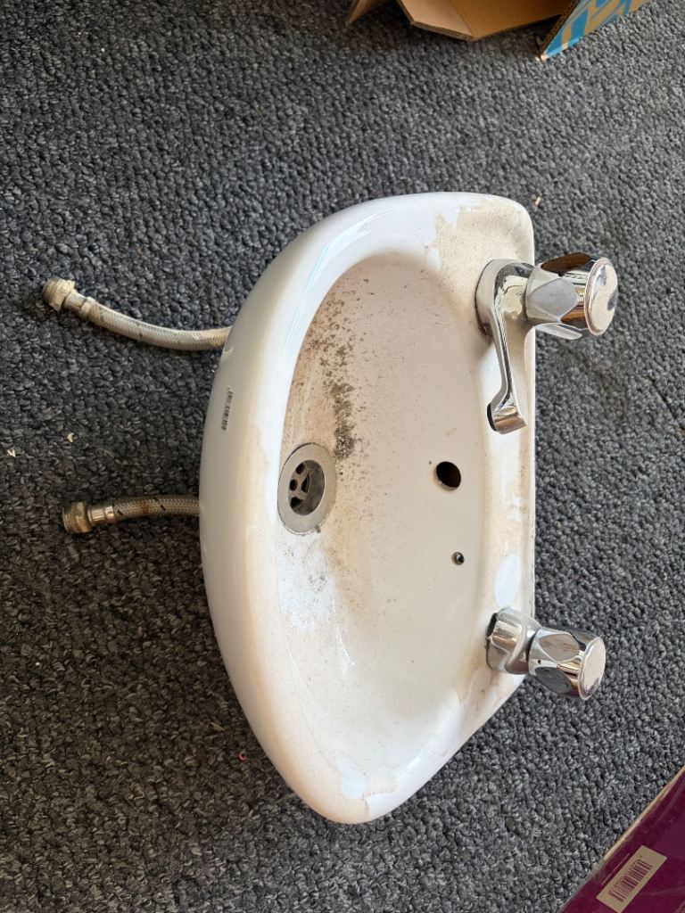 350mm bathroom sink with taps 