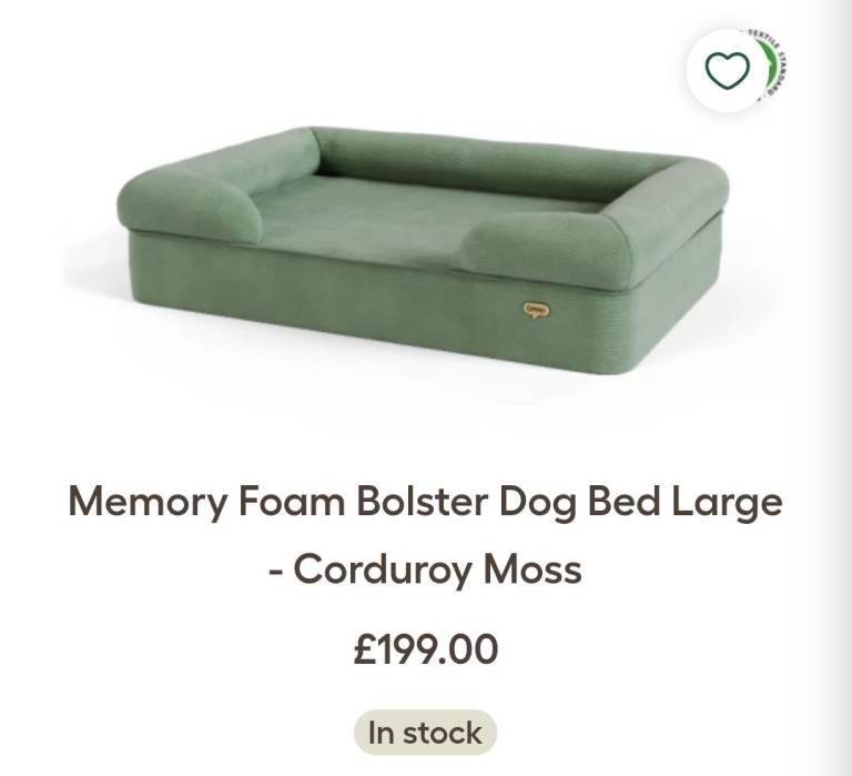 Omlet Memory Foam Bolster Dog Bed, Original, Large, 2 Month Old