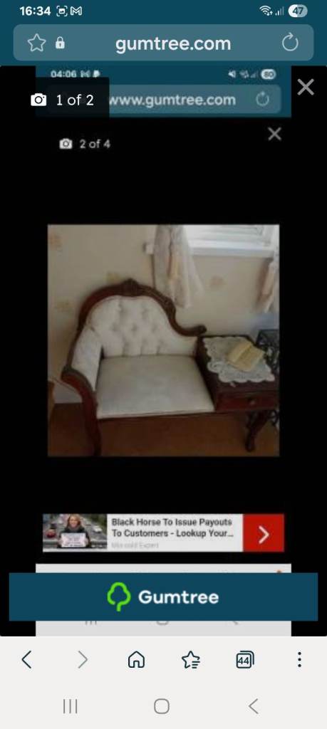 Vintage Cream Chaise Lounge with Wooden Frame – Good Condition