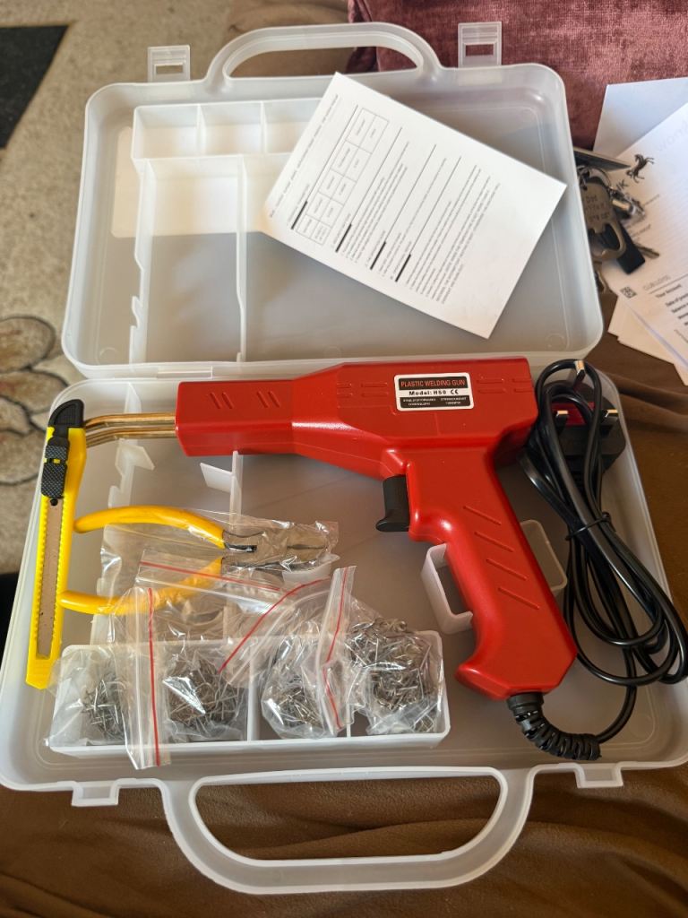 Hot Stapler Car Bumper Fender Welding Welder Gun Plastic Repair Kit with Staples