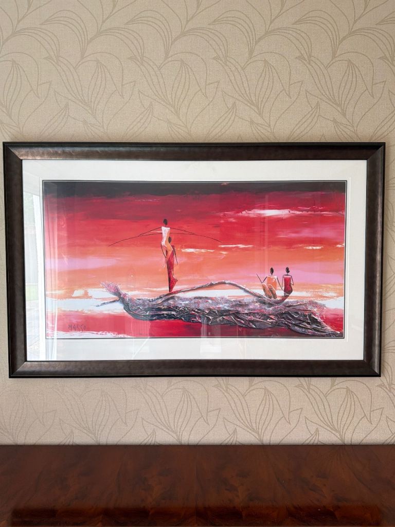 Large Framed African Art Print by Marso – Driftwood Design 