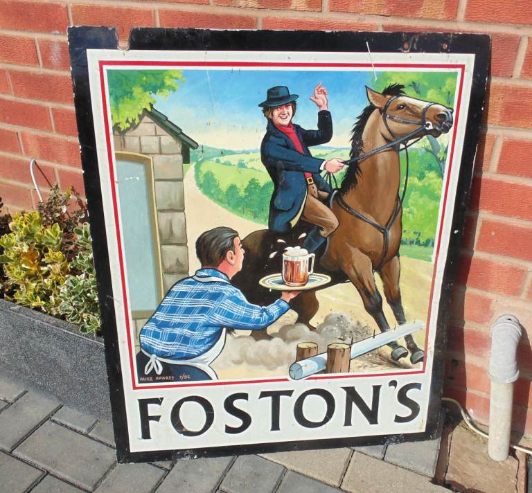 (#1237) breweriana metal pub sign ' welcome to the fostons ' (Pick up only, Dy4 area)