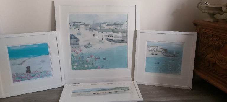 Set of 4 Whistlefish Framed Coastal Watercolour Prints – Good Condition